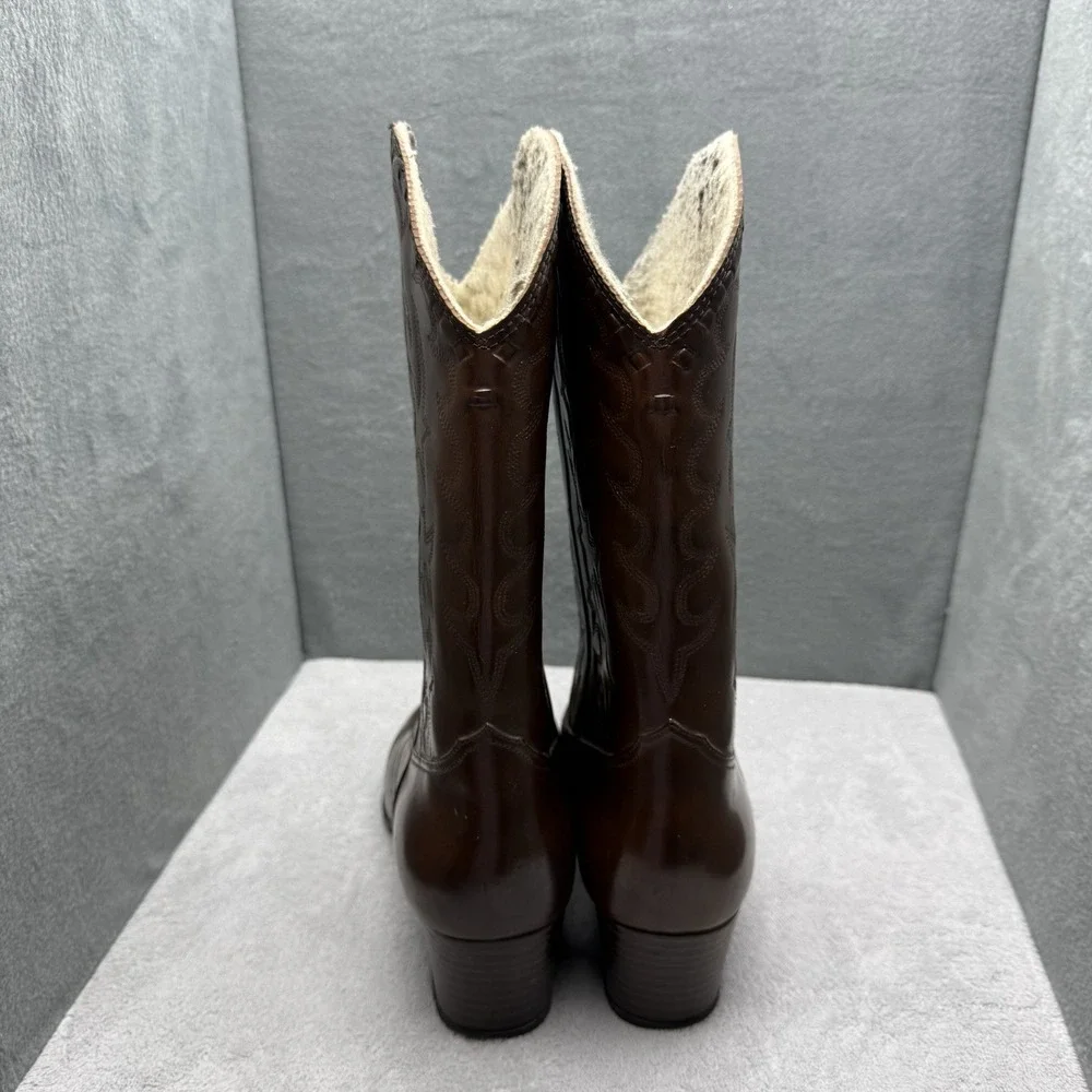 Vintage Andrew Geller Womens Leather Western Cowboy Boots Size 10 Brown USA
